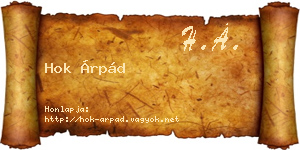Hok Árpád névjegykártya